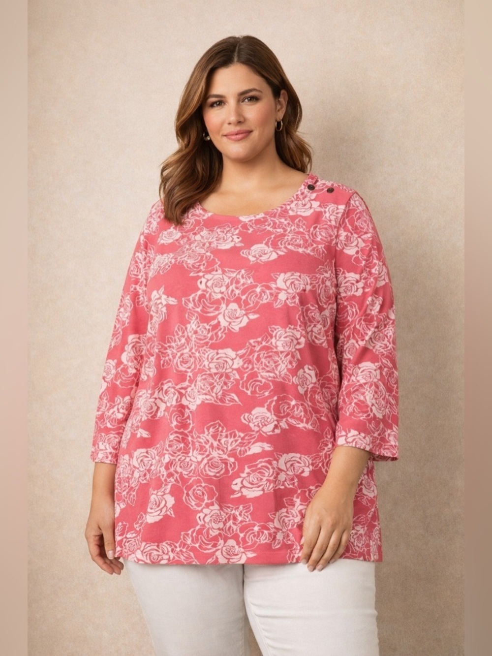 Jessica London Pink & White Floral Shirt Blouse Size 18/20